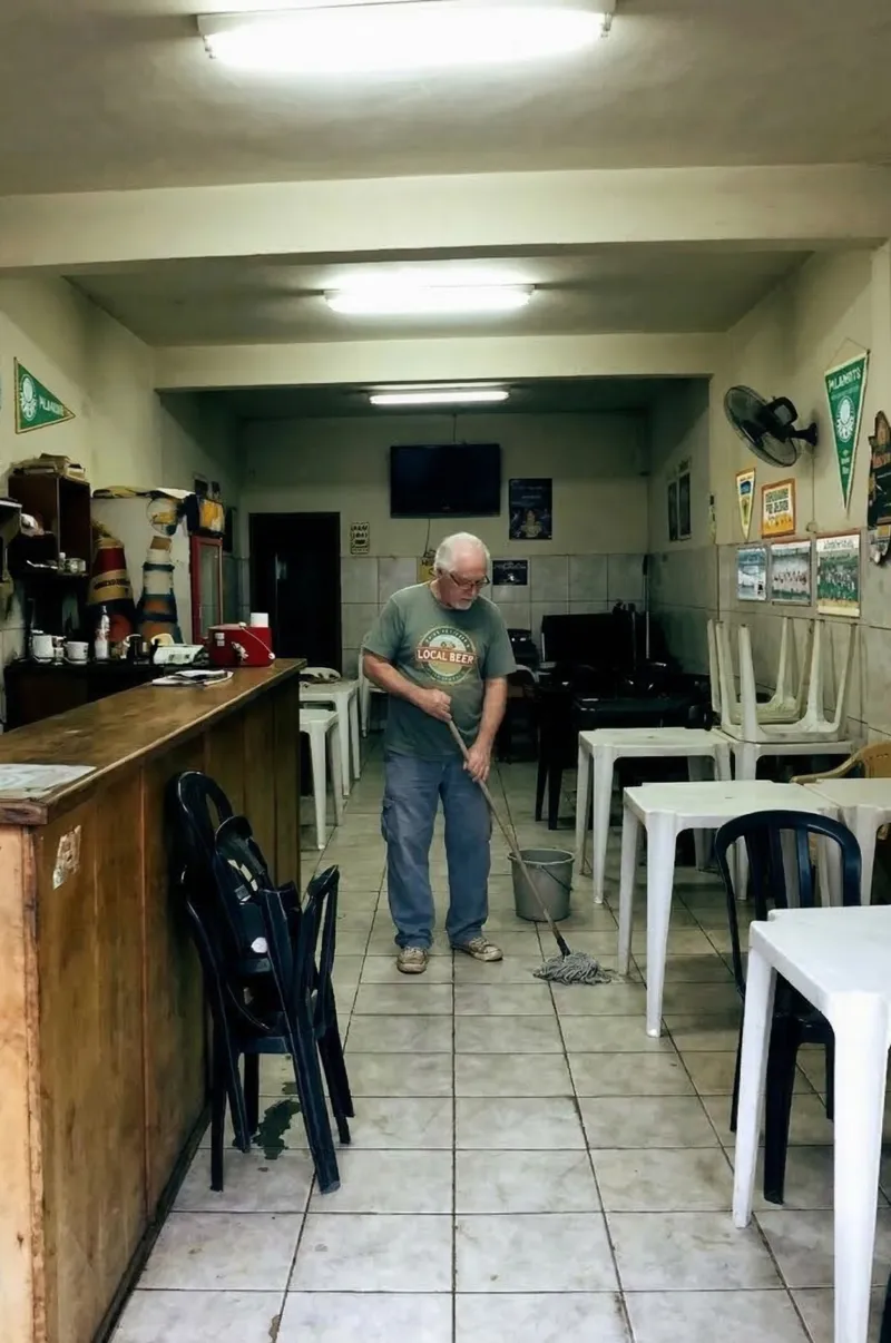 Manuel trabalhando no bar
